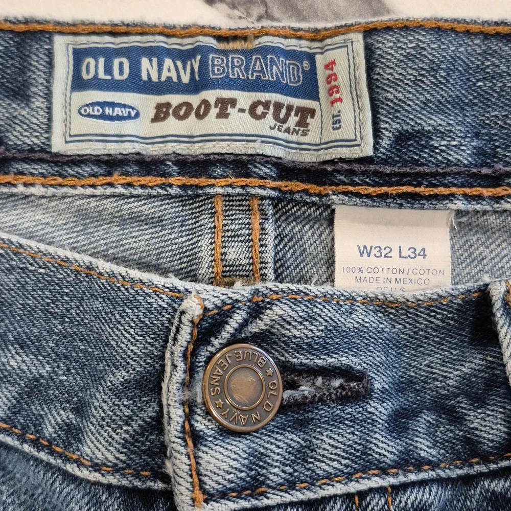 Old Navy 32X34 Boot Cut Vintage 90s Men's Blue Jeans - Picture 2 of 10